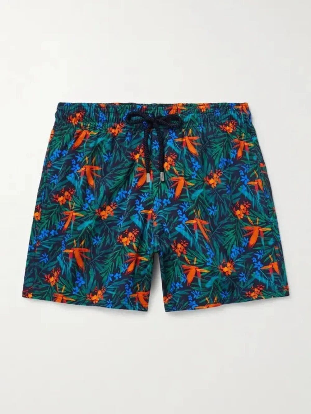 Vilebrequin Moorise Bleu Marine Tropical Print Swim Shorts Men Size XL Like New